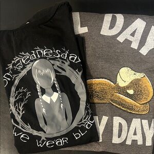 Graphic T-Shirts - Black and Gray Wednesday Addams Curious George Small Women's